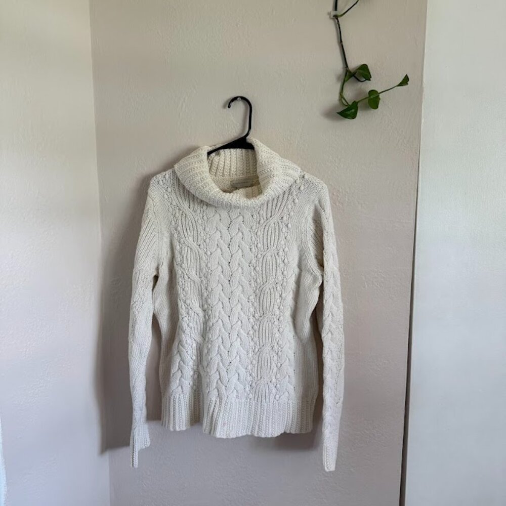 Banana Republic Heritage Long Sleeve Cream Cable Knit, Size XL
